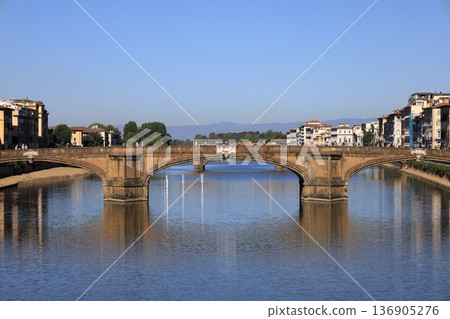 Arno River and Santa Trinita Bridge 136905276