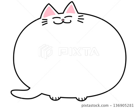 Cat-shaped speech bubble (white cat/smiling) Cat-shaped speech bubble (white cat/smiling) 136905281