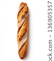 Freshly Baked Crusty French Baguette Isolated on White Background - Artisanal Traditional Bread for Bakery and Culinary Concepts 136905357