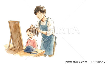 一位單親爸爸幫助孩子做好準備 一位單親爸爸幫助孩子做好準備 136905472