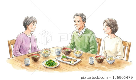 A quiet spring dinner for a couple (after their children have left home) 136905479