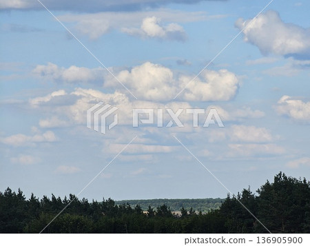 Cloudy sky landscape Sky background texture.Looking up blue sky and white clouds at summer day.Bottom-up view of beautiful sky.Stretch ceiling sky photo. Cloudy sky landscape Sky background texture.Looking up blue sky and white clouds at summer day.Bottom-up view of beautiful sky.Stretch ceiling sky photo. 136905900