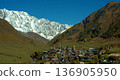 The small mountain village of Ushguli is located at the foot of Mount Shkhara. Caucasus Mountains. Georgia. Svaneti. 136905950