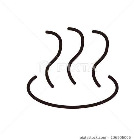 Hot spring mark simple icon set black line Japanese style steam symbol Hot spring mark simple icon set black line Japanese style steam symbol 136906006