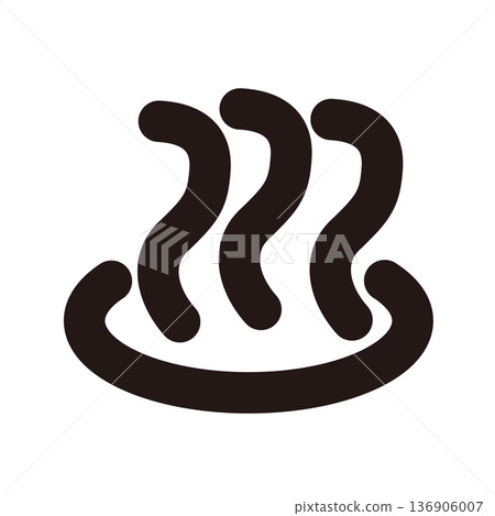 Hot spring mark simple icon set black line Japanese style steam symbol Hot spring mark simple icon set black line Japanese style steam symbol 136906007