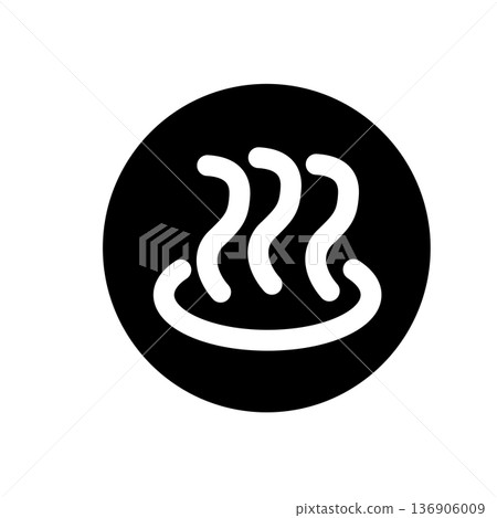 Hot spring mark simple icon set black line Japanese style steam symbol 136906009