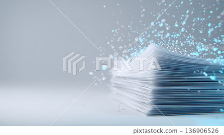 Paperless and DX Promotion Concept – Business image of paper documents being converted into digital data Paperless and DX Promotion Concept – Business image of paper documents being converted into digital data 136906526