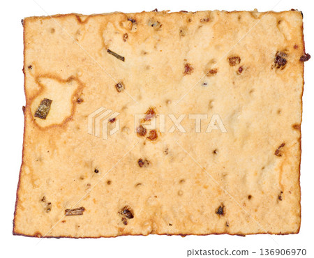 Rectangular crispy cracker, porous golden surface Rectangular crispy cracker, porous golden surface 136906970
