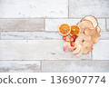 Dried fruits on a white table 136907774