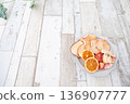 dried fruits on a white plate 136907777