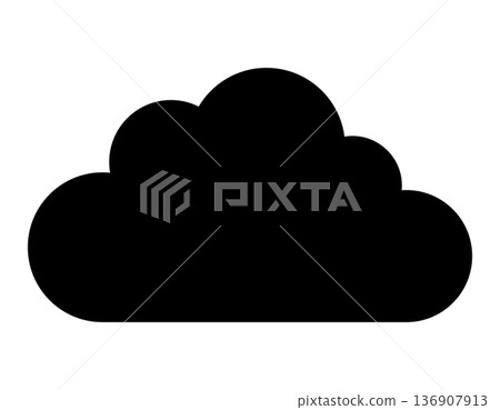 cloud silhouette symbol icon, black and white illustration cloud silhouette symbol icon, black and white illustration 136907913