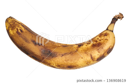 Rotten banana on isolated background, close up Rotten banana on isolated background, close up 136908619