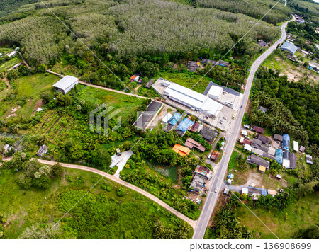 Aerial view of land nature building background 136908699