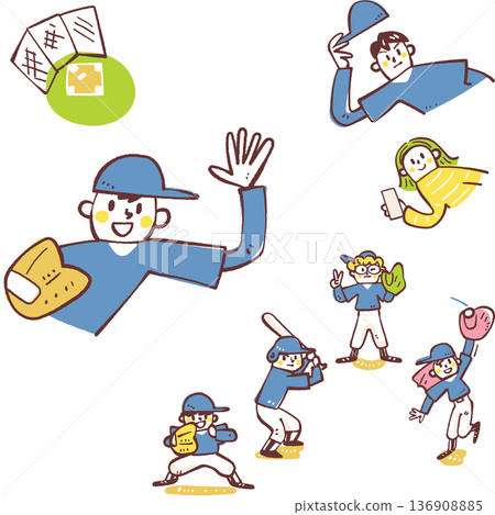 非常適合招募會員和發放傳單。主畫面是教練和學生互動時的微笑場景。青少年棒球。 136908885