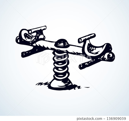 Children's swing. Vector drawing 136909039