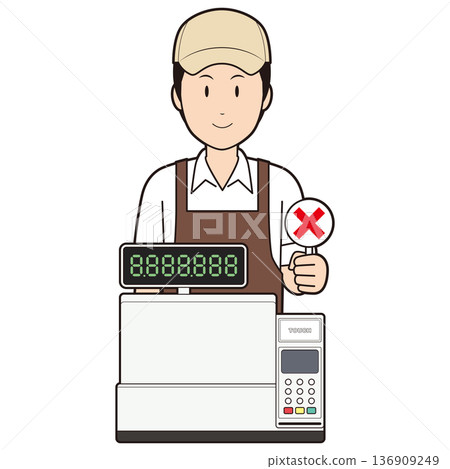 Cashier and male cafe employee 10 136909249