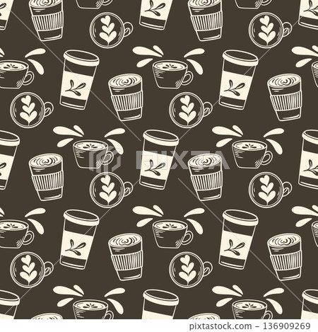 Takeaway coffee seamless pattern vector graphics 136909269