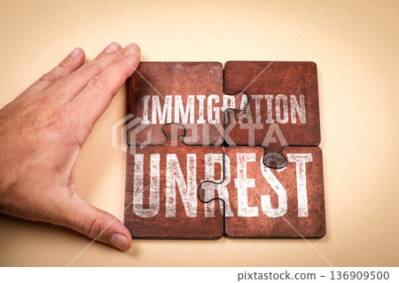 IMMIGRATION UNREST Social Tension And Policy Conflict Concept With Puzzle Pieces IMMIGRATION UNREST Social Tension And Policy Conflict Concept With Puzzle Pieces 136909500