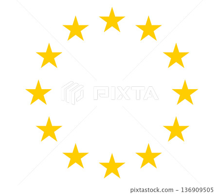 Circle of gold stars in EU European Union flag. Circle of gold stars in EU European Union flag. 136909505