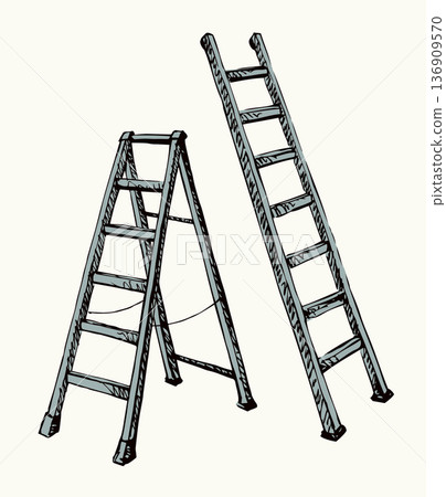 Folding stepladder. Vector drawing icon Folding stepladder. Vector drawing icon 136909570