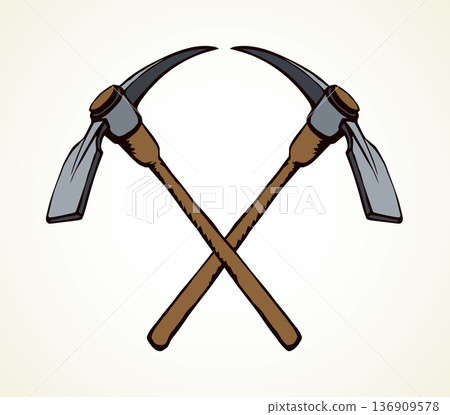 Pick axe icon. Vector drawing sign 136909578