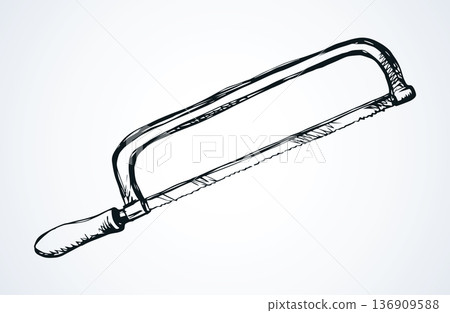 Iron hand saw. Vector drawing Iron hand saw. Vector drawing 136909588