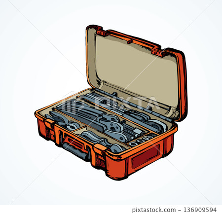 Suitcase with tools. Vector drawing 136909594