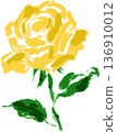 A hand-drawn watercolor illustration of a single yellow rose for a Father's Day gift 136910012