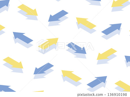 [Transparent background] Isometric design of yellow and blue arrows pointing in various directions 136910198