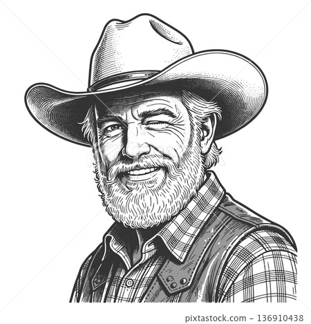 Smiling bearded cowboy vector illustration 136910438
