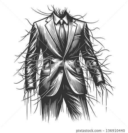 Headless Business Suit Disintegrating Into Chaos 136910440