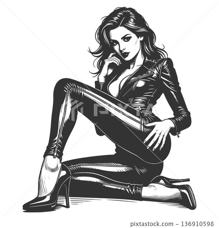 leather fashion woman vector illustration leather fashion woman vector illustration 136910598