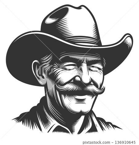 cowboy with moustache sketch vector illustration cowboy with moustache sketch vector illustration 136910645