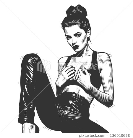 leather fashion woman vector illustration 136910658