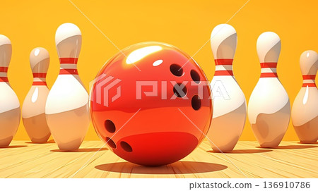 保齡球和球瓶插圖 保齡球和球瓶插圖 136910786