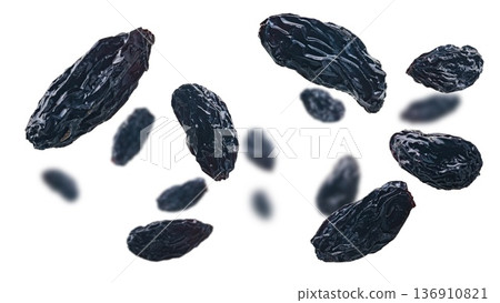 Dark grapes levitate on a white background Dark grapes levitate on a white background 136910821