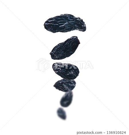 Dark grapes levitate on a white background Dark grapes levitate on a white background 136910824