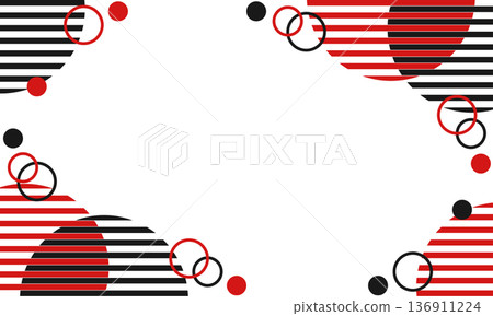 Red and black modern geometric pattern frame background with copy space 136911224