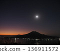 The moon rising over Sakurajima and the constellation Scorpio (New Year's Day 2026) 136911572