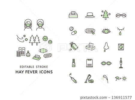 花粉症圖示集（彩色） 136911577