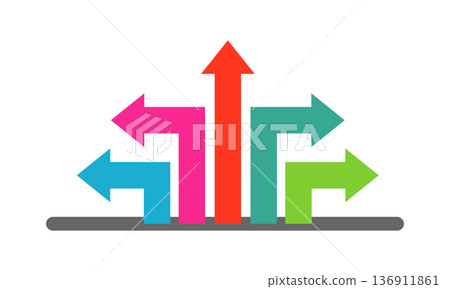 Arrow infographic material that shows multiple options and directions 136911861