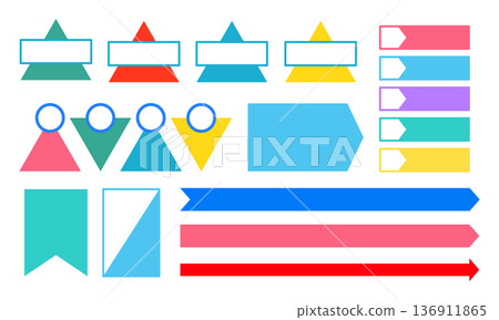 A set of colorful label and banner infographics with no text that can be used to organize information and explain procedures A set of colorful label and banner infographics with no text that can be used to organize information and explain procedures 136911865