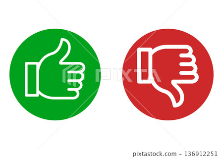 Thumbs up and thumbs down icon set Thumbs up and thumbs down icon set 136912251