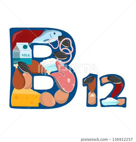 Food rich of vitamin B12 vector isolated 136912257