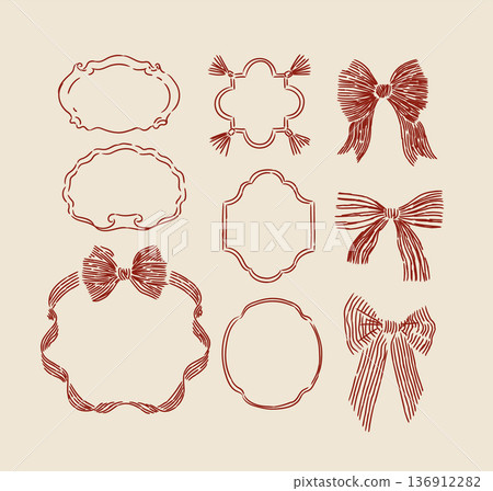 Ribbons and bows many shapes red Ribbons and bows many shapes red 136912282
