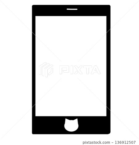 黑色智慧型手機/平板電腦圖示_簡約貓臉 136912507