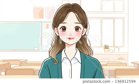 A woman standing with a smile 136912594