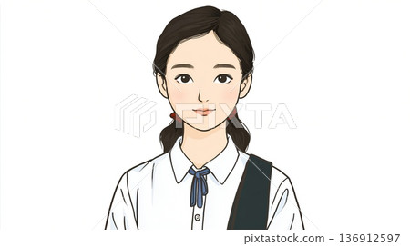 A woman standing with a smile 136912597