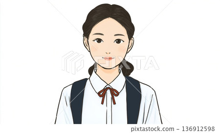 A woman standing with a smile 136912598