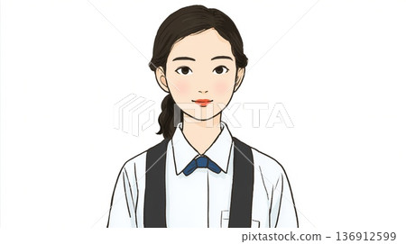 A woman standing with a smile 136912599